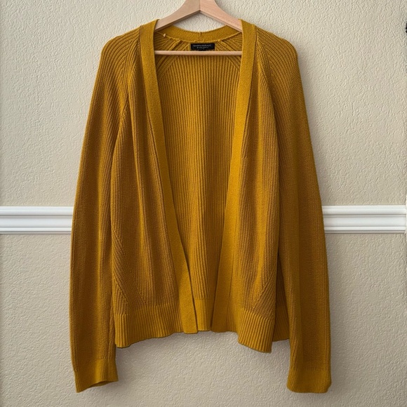 Banana Republic 100% Organic Cotton Slouchy Open Front Cardigan Golden Yellow L - Picture 12 of 13
